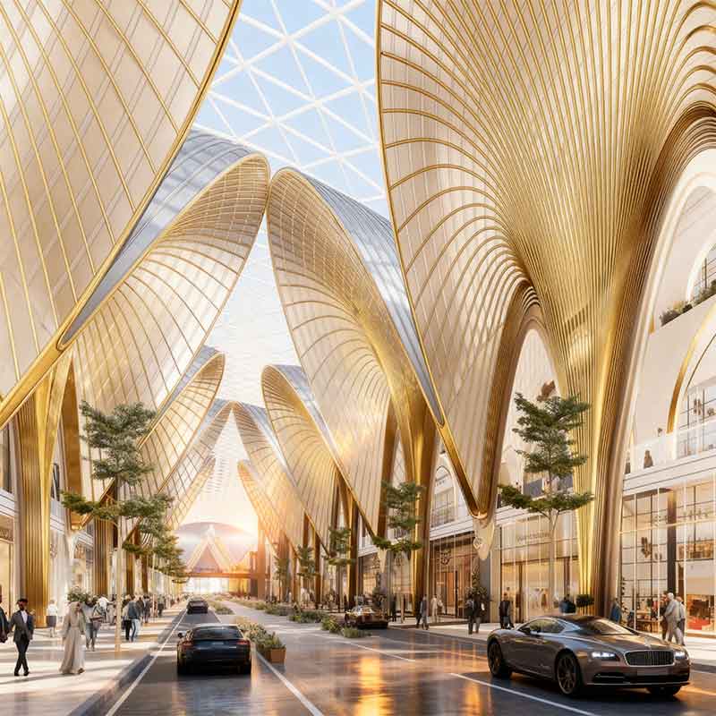 Square Mall Dubai של EMAAR – מרכז קניות יוקרתי בדובאי עם חנויות מותגים, מסעדות ועיצוב אדריכלי מודרני בלב אזור מתפתח.