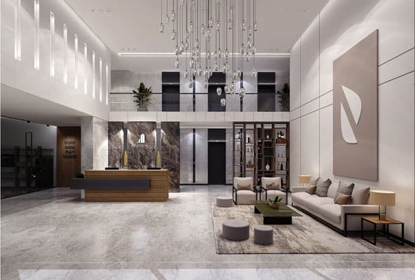 לובי מלון מודרני ב-Prime Residency 3, עם תקרות גבוהות, נברשת, דלפק קבלה, מעליות ופינת ישיבה מסוגננת הכוללת ספה, כיסאות, יצירות אמנות מופשטות על הקירות, צבעים ניטרליים ועיצוב עכשווי. לובי מלון מודרני ב-Prime Residency 3, עם תקרות גבוהות, נברשת, דלפק קבלה, מעליות ופינת ישיבה מסוגננת הכוללת ספה, כיסאות, יצירות אמנות מופשטות על הקירות, צבעים ניטרליים ועיצוב עכשווי.