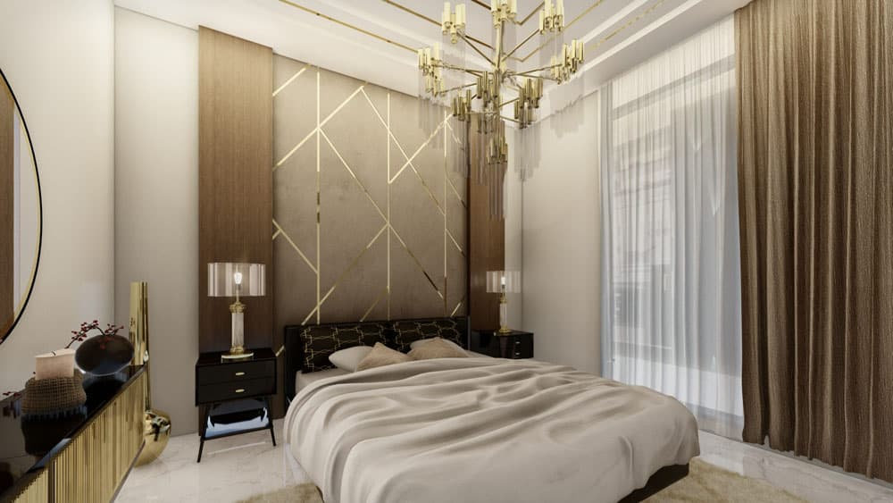 חדר שינה אלגנטי במלון Samana Waves, הכולל מיטה גדולה, ראש מיטה עם נגיעות זהב, שידות לילה ומנורות תואמות, נברשת מודרנית, וילונות שקופים ומראה עגולה על שולחן הקונסולה. העיצוב מתאפיין בגווני בז’ וזהב. חדר שינה אלגנטי במלון Samana Waves, הכולל מיטה גדולה, ראש מיטה עם נגיעות זהב, שידות לילה ומנורות תואמות, נברשת מודרנית, וילונות שקופים ומראה עגולה על שולחן הקונסולה. העיצוב מתאפיין בגווני בז' וזהב.