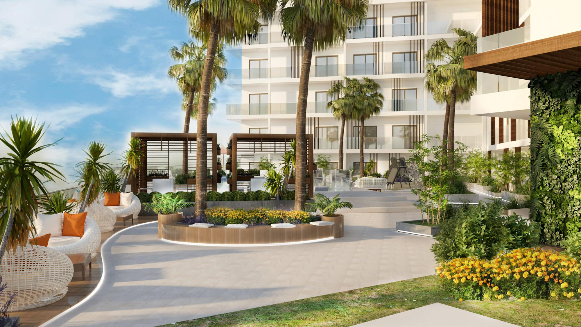 אזור הטרקלין החיצוני המודרני במלון Prime Gardens כולל עצי דקל, צמחייה שופעת ופינות ישיבה נעימות. בקתות עץ מציעות פינת מנוחה מוצלת בסמוך לבניין רב-קומתי, תחת שמיים כחולים בהירים. אזור הטרקלין החיצוני המודרני במלון Prime Gardens כולל עצי דקל, צמחייה שופעת ופינות ישיבה נעימות. בקתות עץ מציעות פינת מנוחה מוצלת בסמוך לבניין רב-קומתי, תחת שמיים כחולים בהירים.