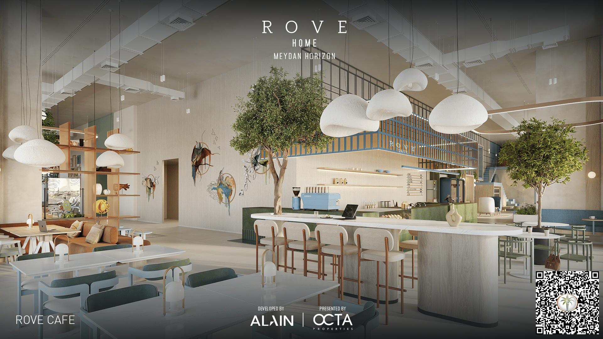 פנים בית קפה מודרני ומרווח בעיצוב ROVE HOME, עם קירות בהירים, תקרות גבוהות, צמחייה שופעת בתוך המבנה וריהוט עץ עכשווי. תאורה דקורטיבית ואלמנטים אמנותיים על הקירות יוצרים אווירה מזמינה ומאווררת. פנים בית קפה מודרני ומרווח בעיצוב ROVE HOME, עם קירות בהירים, תקרות גבוהות, צמחייה שופעת בתוך המבנה וריהוט עץ עכשווי. תאורה דקורטיבית ואלמנטים אמנותיים על הקירות יוצרים אווירה מזמינה ומאווררת.
