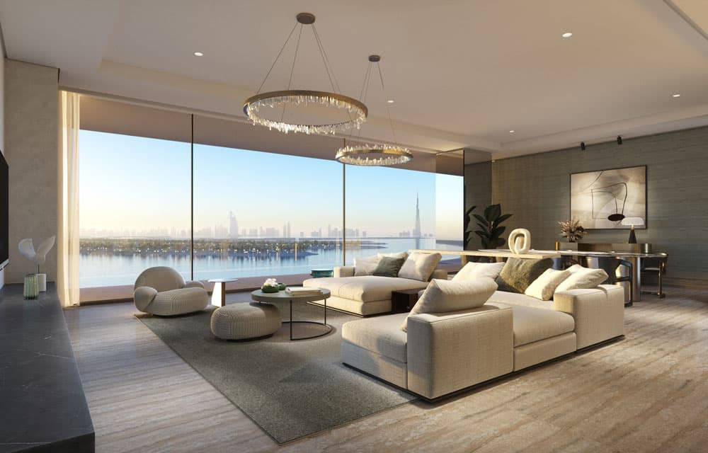 בסלון המודרני והמרווח של Six Senses Palm Jumeirah תמצאו ספות בהירות, שולחן קפה עגול וגופי תאורה אלגנטיים. חלונות מהרצפה עד התקרה חושפים נופים מרהיבים של העיר ושל המים בחלל זה, המעוצב בהשראת אתרי נופש יוקרתיים. בסלון המודרני והמרווח של Six Senses Palm Jumeirah תמצאו ספות בהירות, שולחן קפה עגול וגופי תאורה אלגנטיים. חלונות מהרצפה עד התקרה חושפים נופים מרהיבים של העיר ושל המים בחלל זה, המעוצב בהשראת אתרי נופש יוקרתיים.