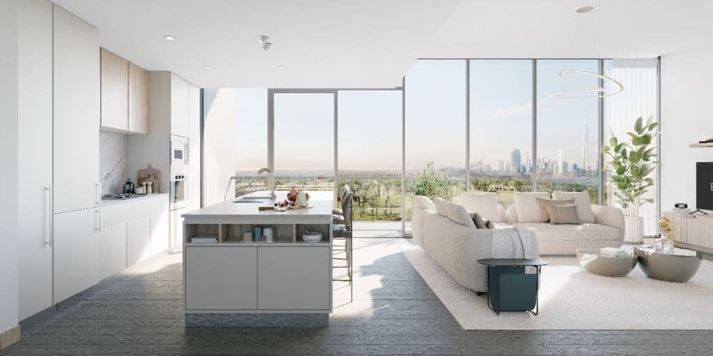 מטבח וסלון מודרניים בתכנון פתוח ב-Kensington Waters, הכוללים חלונות גדולים מהרצפה עד התקרה, ריהוט עכשווי, צבעים ניטרליים ונוף לקו הרקיע של העיר. בין נקודות השיא ניתן למנות אי מטבח ופינת ישיבה נעימה. מטבח וסלון מודרניים בתכנון פתוח ב-Kensington Waters, הכוללים חלונות גדולים מהרצפה עד התקרה, ריהוט עכשווי, צבעים ניטרליים ונוף לקו הרקיע של העיר. בין נקודות השיא ניתן למנות אי מטבח ופינת ישיבה נעימה.