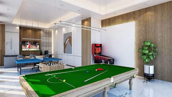בואו ליהנות מחוויית פנאי מושלמת ב-Prime Residency 3 — חדר משחקים מודרני הכולל שולחן סנוקר, שולחנות כדורגל שולחן וטניס שולחן, מכונת פינבול, עציץ וטלוויזיה המשדרת משחק כדורסל. בואו ליהנות מחוויית פנאי מושלמת ב-Prime Residency 3 — חדר משחקים מודרני הכולל שולחן סנוקר, שולחנות כדורגל שולחן וטניס שולחן, מכונת פינבול, עציץ וטלוויזיה המשדרת משחק כדורסל.