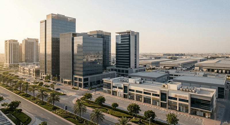 Commercial property in Dubai showcasing various types and features.