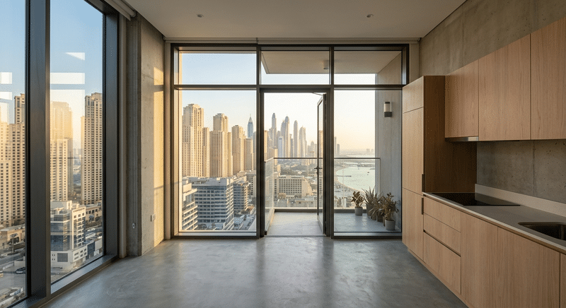 A modern studio in Dubai showcasing unique real estate features and local market characteristics