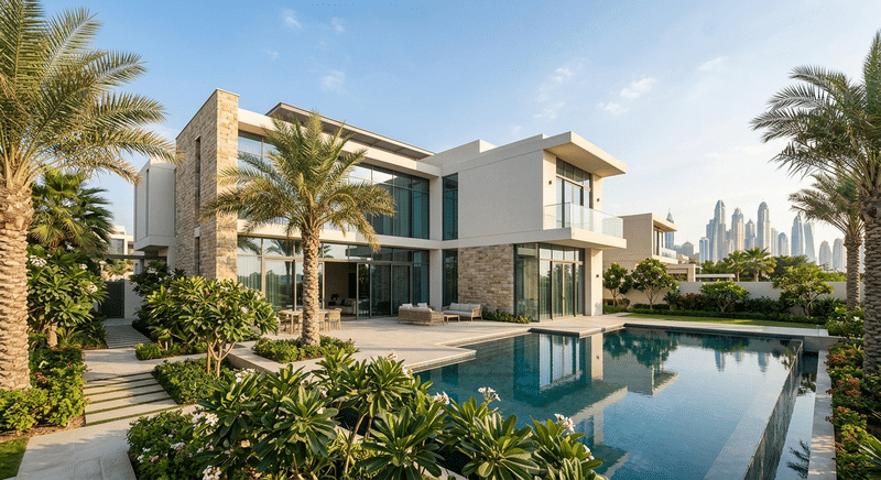 Luxurious villa in Dubai showcasing modern architecture and stunning views